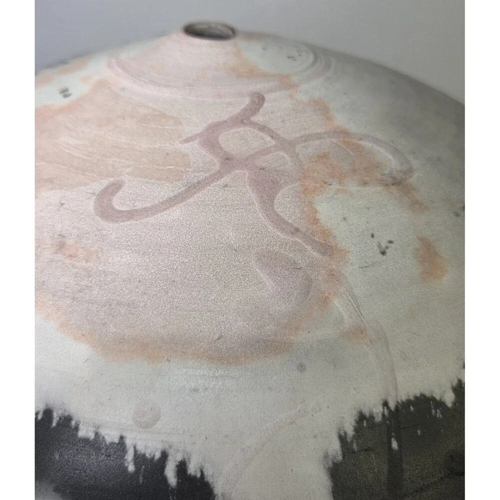 Ceramic Sphere Art Pottery Orb Signed Raku Round Sculpture Fire Pit Abstract